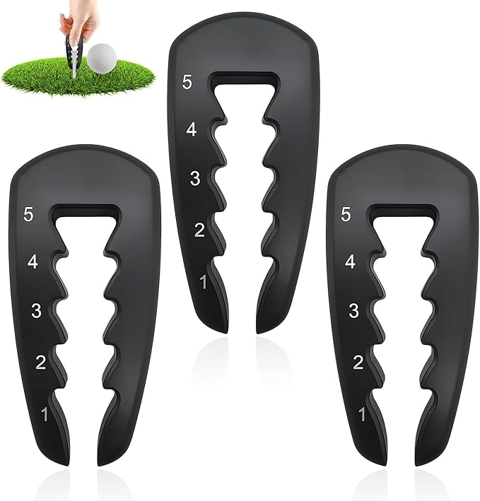 3PCS Golf Tee Height Setter, Golf Tee Aid, Adjustable Golf Tee Height Tool for Precision Shots, Durable Golf Training Aid for Precise Shots, Golf Ball Teeing Device(Black)