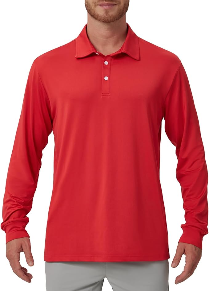 NAVISKIN Men's Polo Shirts Long Sleeve Golf Shirts with Collar UPF 50 SPF Shirt for Men Quick Dry Moisture Wicking