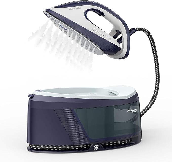 Steam Iron for Clothes,1500W Professional Steam Station,67.62oz Water Tank,Auto Shutoff,Self-Clean,ECO Mode, Iron Steamer with Ceramic Soleplate for Various Fabrics, Lock For Easy Carry