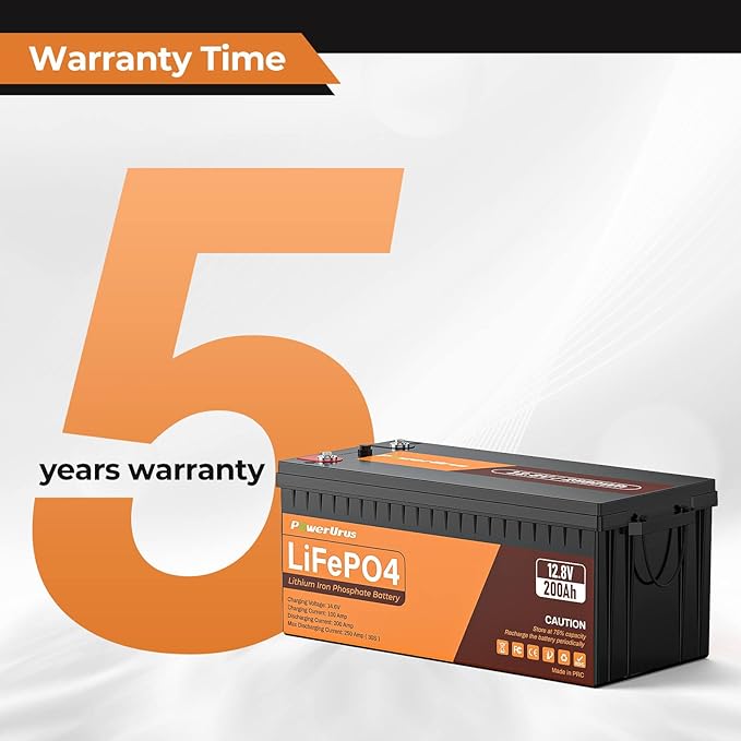 12V 200Ah LiFePO4 Lithium Battery, 4000-8000 Deep Cycle LiFePO4 Battery with Smart APP, Built-in 200A BMS, Wireless Real-Time Battery Monitor Function for RV, Marine, Off Grid Applications