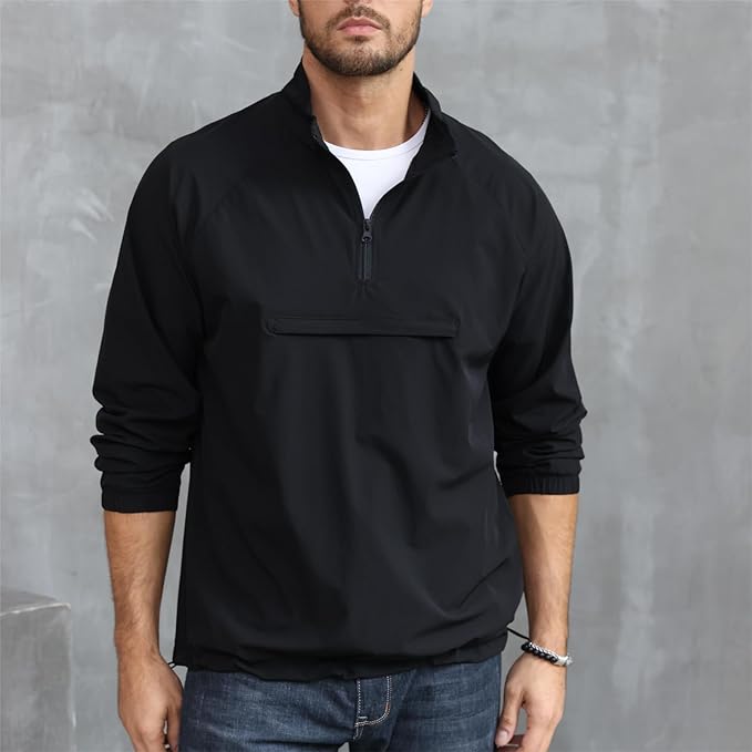 Opomelo Men's Athletic Quarter Zip Pullover Golf Hiking Running Lightweight Jacket Workout Sweatshirt With Pocket