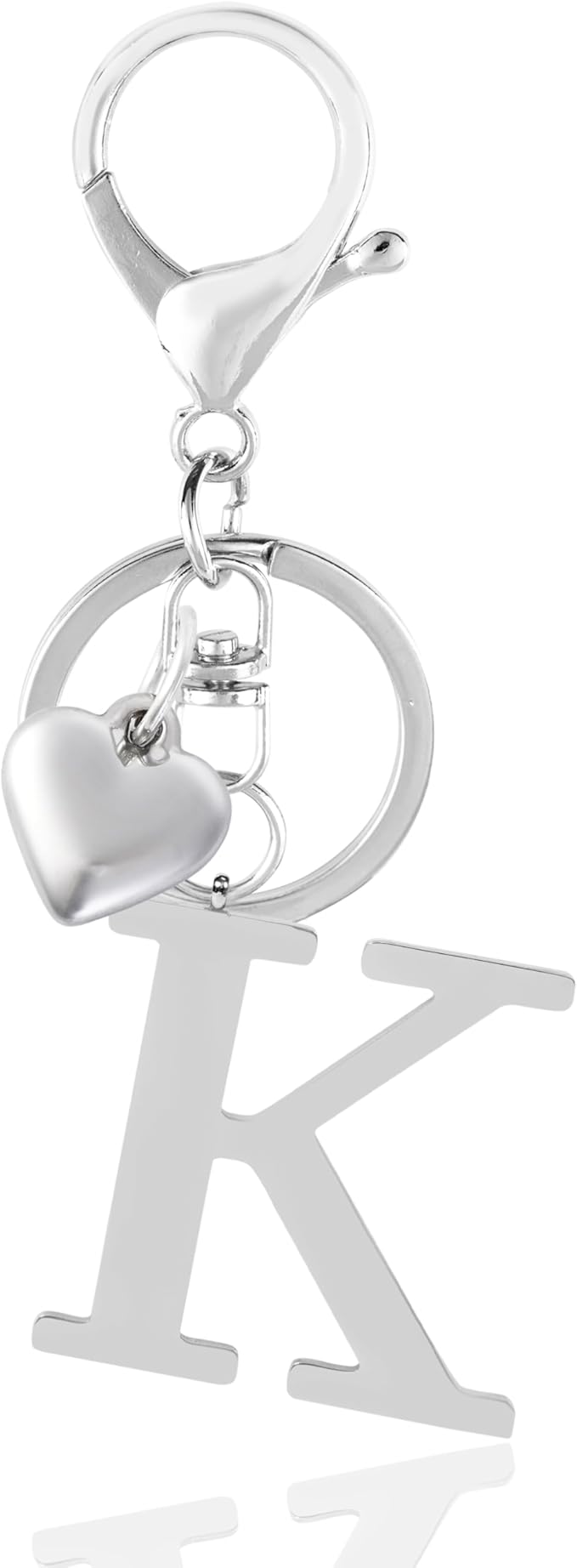 Metal Heart Alphabet Keychain for Women, Girls - Cute Initial Letter Accessories for Purse, Bag Charms and Backpack