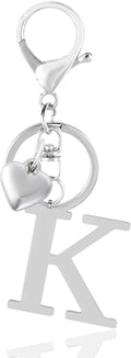 Metal Heart Alphabet Keychain for Women, Girls - Cute Initial Letter Accessories for Purse, Bag Charms and Backpack