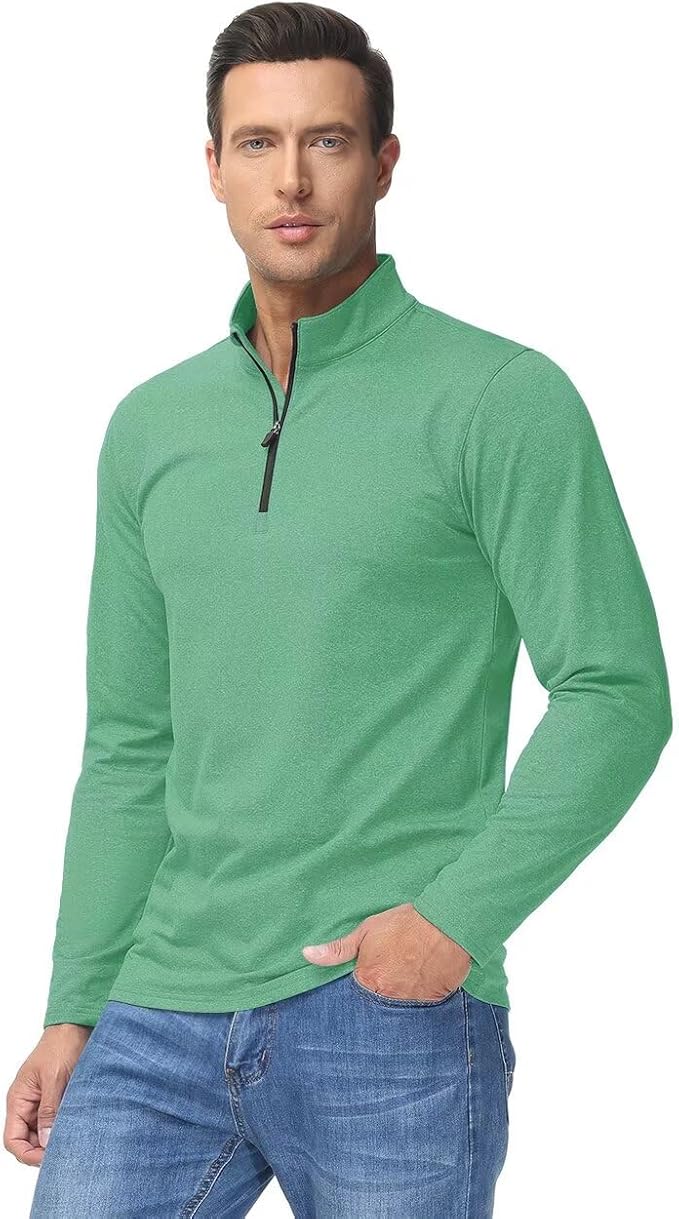 Boladeci Men's Quarter Zip Pullover Premium Fleece Lined Heather Long Sleeve Golf Shirts Midweight 1/4 Half Zip Sweatshirts