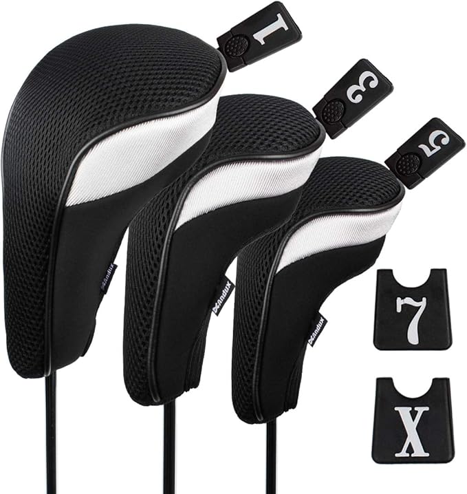 Andux 6pcs/Set Golf Club Head Covers Woods Driver Fairway Hybrid Set (3 Hybrids + 3 Woods)