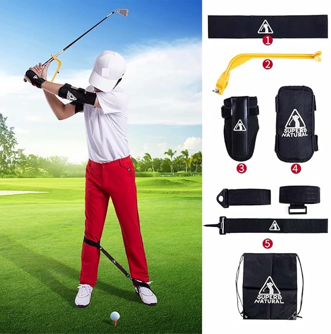5-Piece Suit Golf Training Aids Swing and Putting, PGA Golf Posture Correction Tools for Beginner and Kid. Improving Gesture/Elbow/Wrist/Arm/Leg Posture,Forming The Correct Muscle Memory.