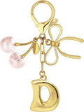 Gold Bubble Heart, Cherry, Bow & More Designs Letter Initial Keychain Bag Charms – Cute Purse Charms for Handbags