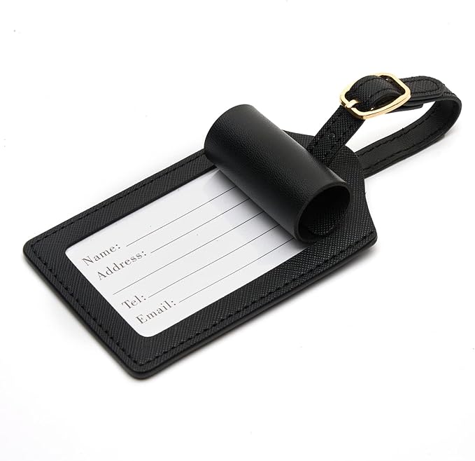 Luggage Tag PU Leather for Suitcase Baggage Handbag Travel Bag Label Suitcase Tag w. Name Card & Privacy Cover (Y)