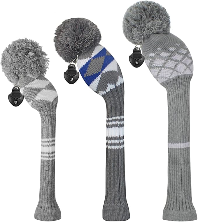 Scott Edward Knit Golf Head Covers for Woods Set of 3 Fits Well Driver(460cc) Fairway Wood and Hybrid(UT) The Perfect Change for Golf Bag
