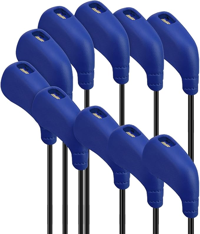 PGM Golf Club Covers, 10pcs Protective Washable Golf Iron Head Covers Set with Number Opening, Easy On and Off, Fits Right Handed Brands