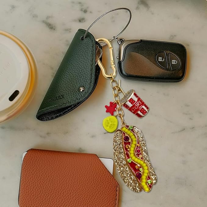 Madison Tyler Western Cowboy Boots Cherry Bow Bubble Tea Strawberry Cute Keychain | Bag Charms for Handbags Purse Charms