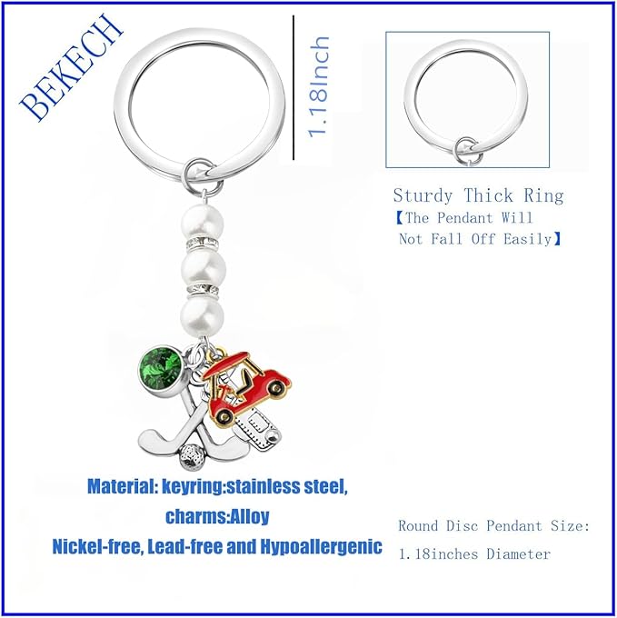 BEKECH Golf Charms Keychain Purse Charms Key Ring Golfers Players Coaches Athletes Sports Golfing Jewelry Golf Lover Gifts
