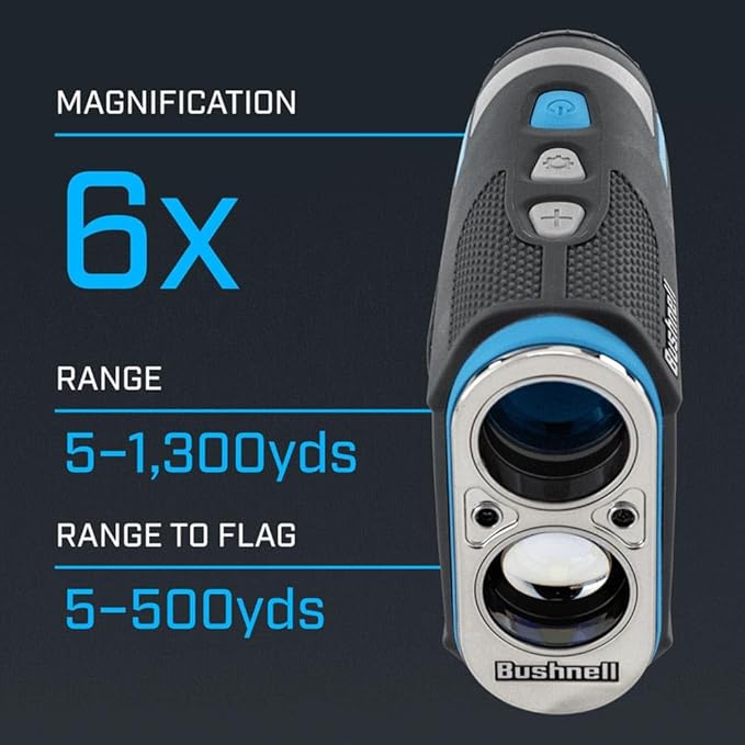 Bushnell Golf Tour Hybrid GPS Laser Rangefinder with Vice Balls | Slope Compensation, Magnetic Mount, Front/Middle/Back Distance, 1300 YD Range, PinSeeker | Signature Series Golf Towel