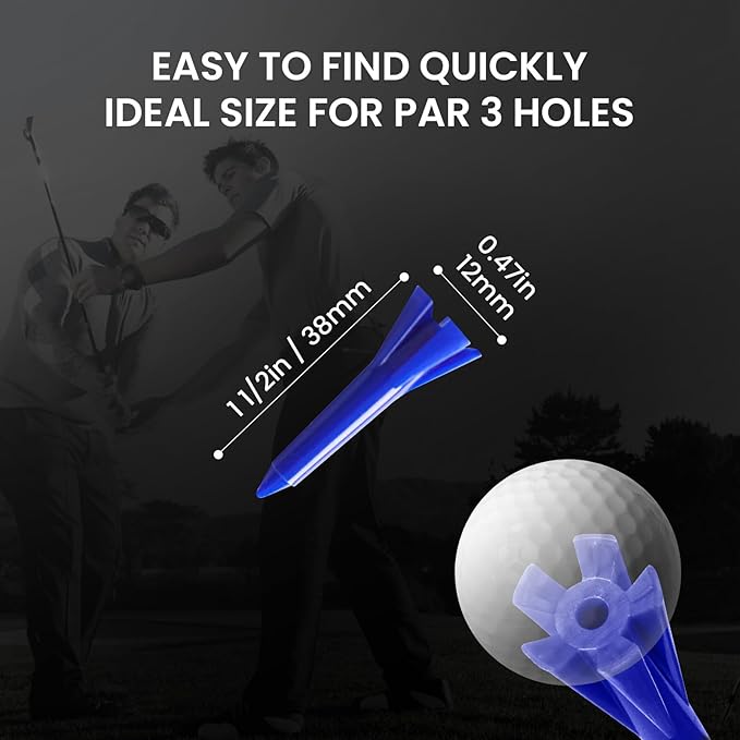 Golf Tees Plastic 1 1/2 inch Value 300 600 Pack, Upgrade More Unbreakable Bulk Stable Reduce Friction Side Spin Tee for Men Women Ladies