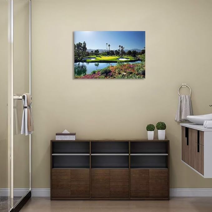 chenchenArt Indian Wells Golf Course Wall Art Picture Golf Course Poster Wall Decor for Living Room Bedroom Home Decorations Golf Artwork Canvas Prints Framed Ready to Hang(28''H x 44''W)