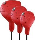 Golf Head Covers, 3 Pack EVA Plastic Golf Club Covers for Driver Fairway Woods, Driver Headcover with Pins, Fit All Right-Handed Golf Clubs, Easy On Off, Washable, Funny