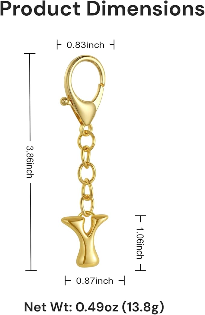 Bubble Gold Letter Bag Charms for Women, Cute Initial Keychain for Handbags, Purse Charms Birthday Christmas Gifts