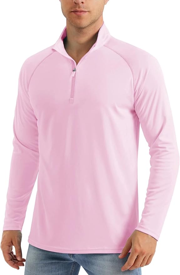MAGCOMSEN Men's Long Sleeve Sun Shirts UPF 50+ Tees 1/4 Zip Up Fishing Running Rash Guard T-Shirts Outdoor Shirt