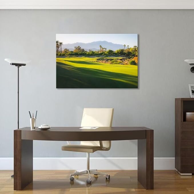 USA California Indian Wells Golf Course Wall Art for Living Room Bedroom Bathroom Home Decorations Golf Course in Palm Picture Poster Canvas Prints Modern Artwork Framed Ready to Hang(12''H x 16''W)