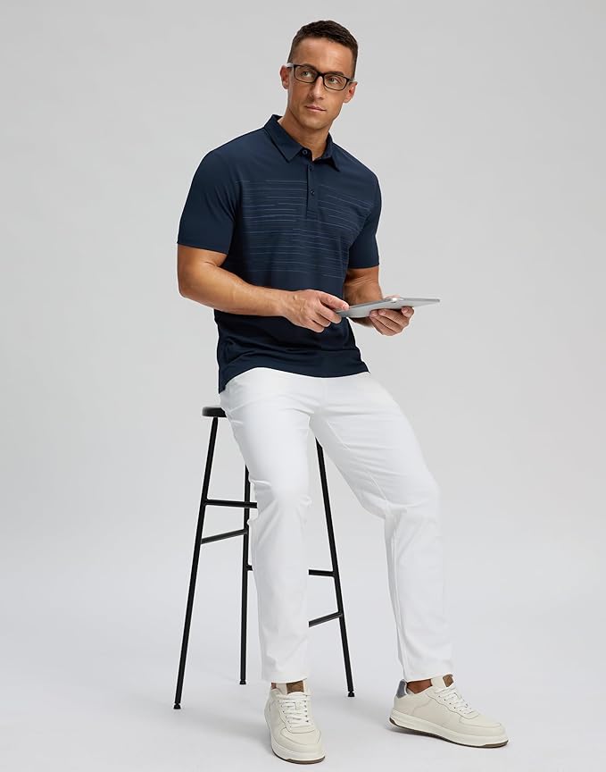 Men's Golf Shirts Dry Fit Moisture Wicking Performance Short Sleeve Collared Polo Shirts for Casual Athletic Business