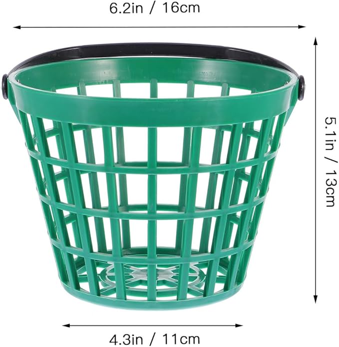 Garneck Golf Ball Storage Basket Nylon Golf Ball Basket Green Golfball Container with Handle Golf Range Bucket Storage Organizer Stadium Accessories for Practice Range and Outdoor Use