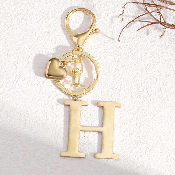 Metal Heart Alphabet Keychain for Women, Girls - Cute Initial Letter Accessories for Purse, Bag Charms and Backpack