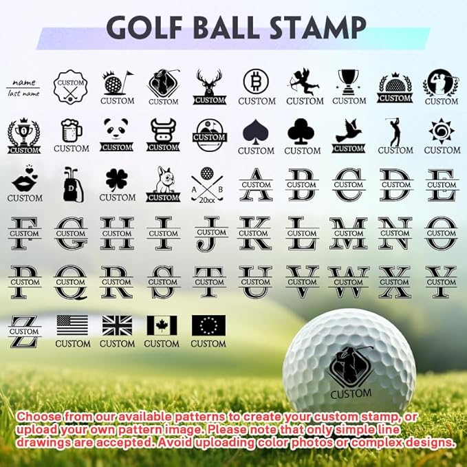 HDSD Custom Golf Ball Markers - Personalized Long Lasting, Includes Ink Bottle - 0.6in, 0.8in - Stand Out on The Course with Unique Markings - Golf Accessories Gift