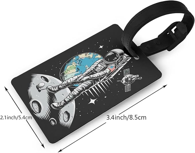 Astronaut Playing Golf Luggage Tag Suitcase Identify Labels Personalized Travel Bag Tag 2.5X4.1Inch