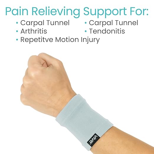 Vive Wrist Compression Sleeves for Women & Men (Pair) - Elastic Support Wristband for Pain Relief & Circulation - Wrist Support for Carpal Tunnel, Arthritis, Tendonitis - Great for Sports Injury