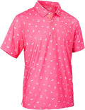 Mens Golf Shirts Quick Dry Moisture Wicking Casual Short Sleeve Performance Athletic Print Collared Stylish Men Polo Shirt