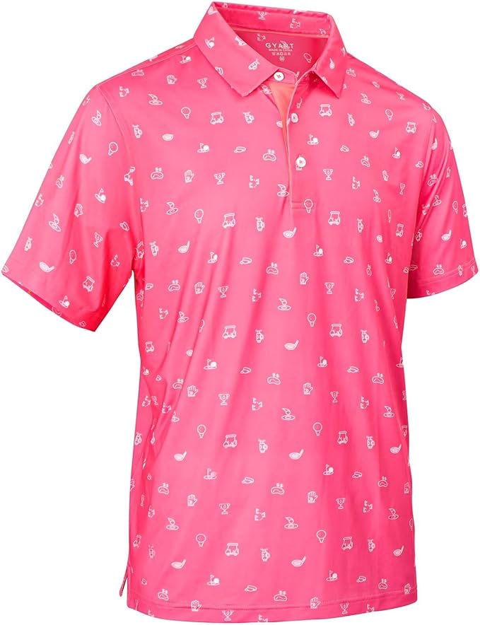 Mens Golf Shirts Quick Dry Moisture Wicking Casual Short Sleeve Performance Athletic Print Collared Stylish Men Polo Shirt