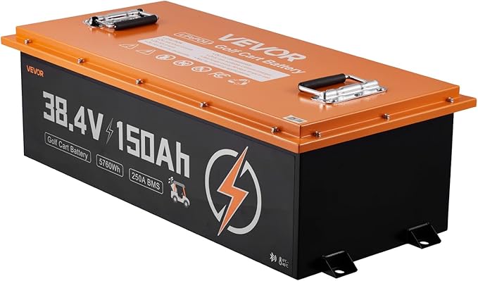 VEVOR 36V (38.4V) 150AH Lithium Golf Cart Battery, with 25A Charger, Lifepo4 Battery Kit, Built-in 250A BMS, with Bluetooth Mobile APP & Touch Monitor, 4000 Cycles, for Golf Carts, Trolling Motors