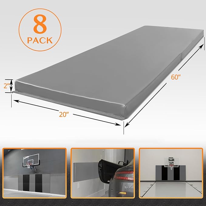 PROGOAL Gym Wall Paddings Basketball Court Wall Protection Pad - 2”Thick Foam Wall Mat Durable Protector for Wall-Mounted Basketball Hoops Garage Taekwondo（60" Lx20 W）