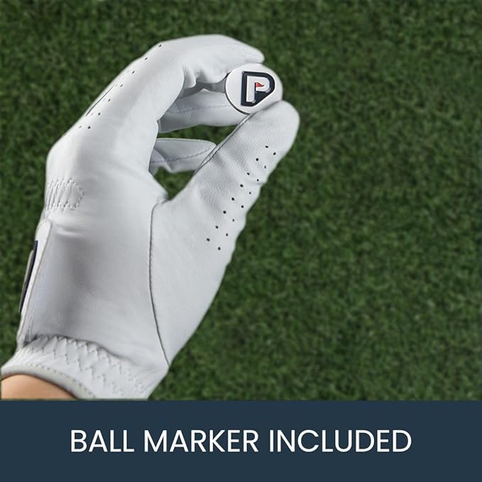PUR3 Cabretta Leather Golf Gloves Men | Multi-Pack | Real Genuine Ultra Soft Leather Golf Glove | with Ball Marker