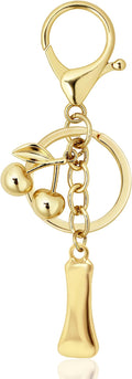 Gold Bubble Heart, Cherry, Bow & More Designs Letter Initial Keychain Bag Charms – Cute Purse Charms for Handbags
