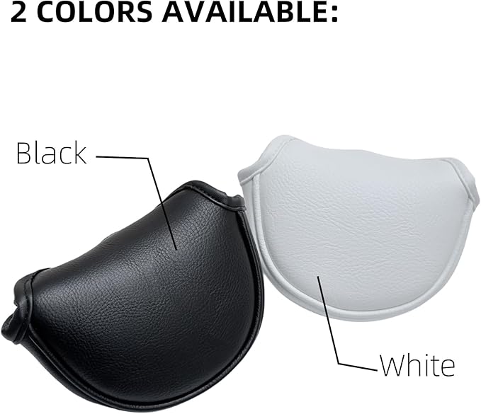 Classic Black/White Golf Putter Cover Magnetic, Center Shafted Mid Mallet Putter Head Cover Club Protection Case for Golf Clubs, Half Mallet Putter Cover