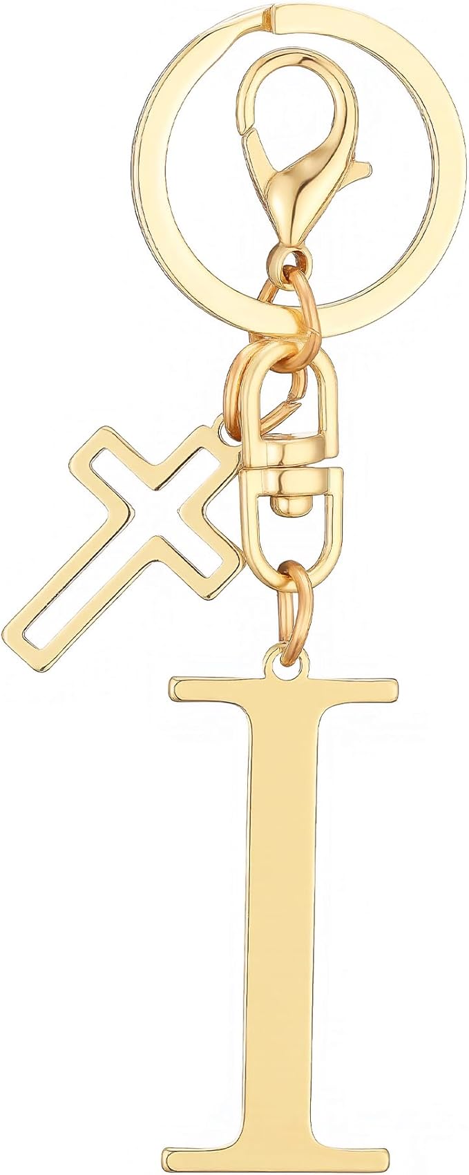 Gold Initial Keychain for Women A-Z Letter Cross Keychains Alphabet Key Chain bag Accessories Gift for Christian