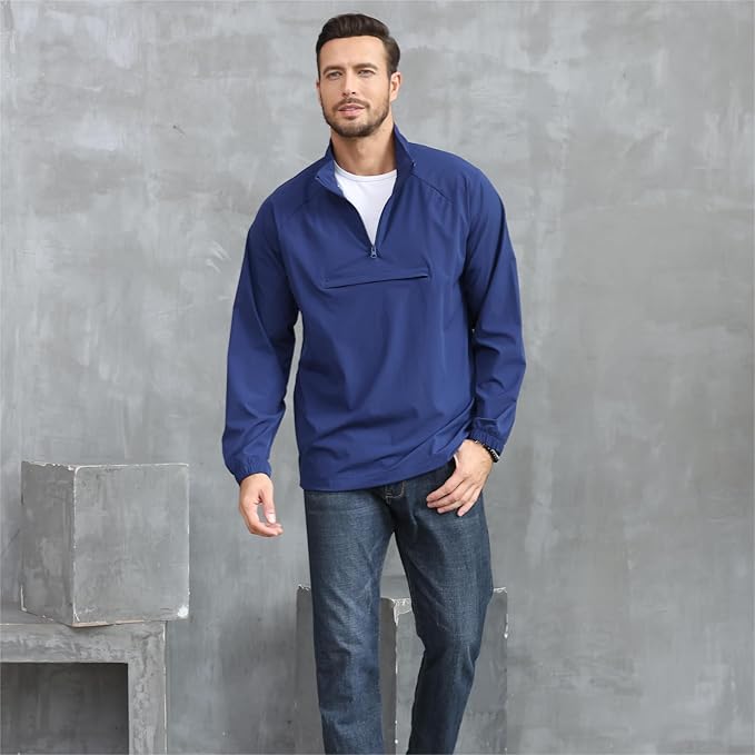 Opomelo Men's Athletic Quarter Zip Pullover Golf Hiking Running Lightweight Jacket Workout Sweatshirt With Pocket