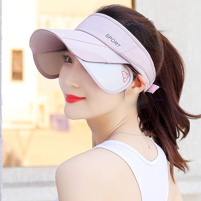 Summer Sun Visor Hat - Women Adjustable Golf Cap with Retractable Brim, UV Protection Beach/Tennis Sport Hat