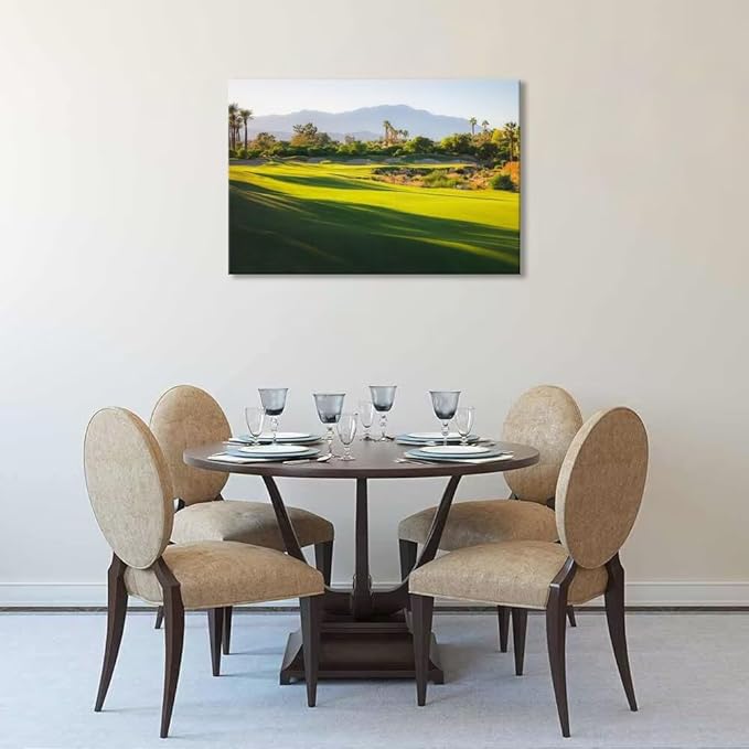 USA California Indian Wells Golf Course Wall Art for Living Room Bedroom Bathroom Home Decorations Golf Course in Palm Picture Poster Canvas Prints Modern Artwork Framed Ready to Hang(12''H x 16''W)