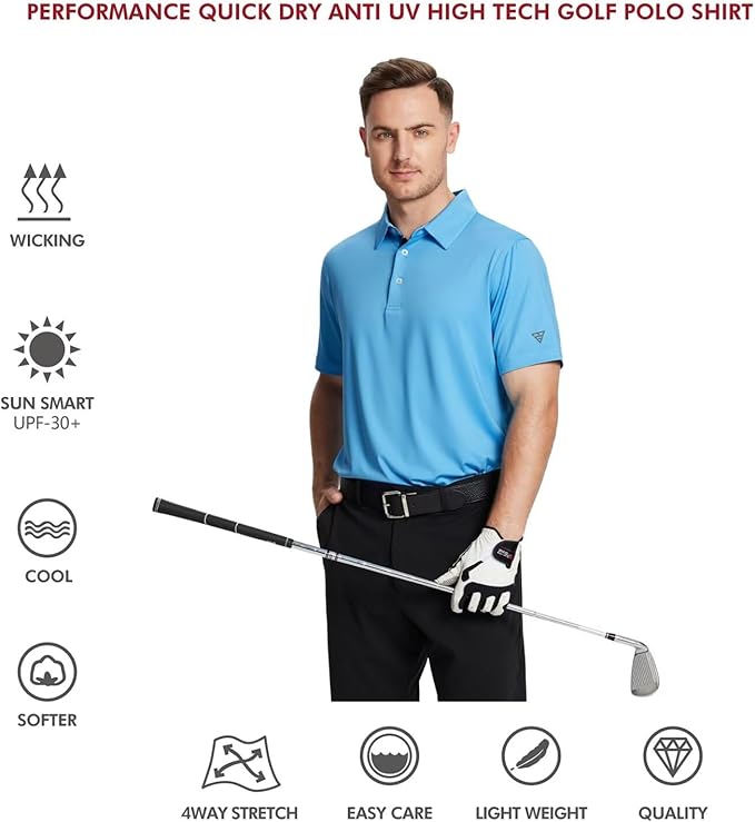 Mens Polo Shirts Short and Long Sleeve Casual Solid Stylish Dry Fit Performance Designed Collared Golf Polo Shirts for Men