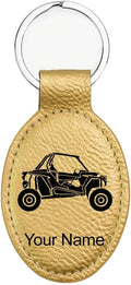 LaserGram Oval Keychain, Off Road Racer, Personalized Engraving Included (Gold)