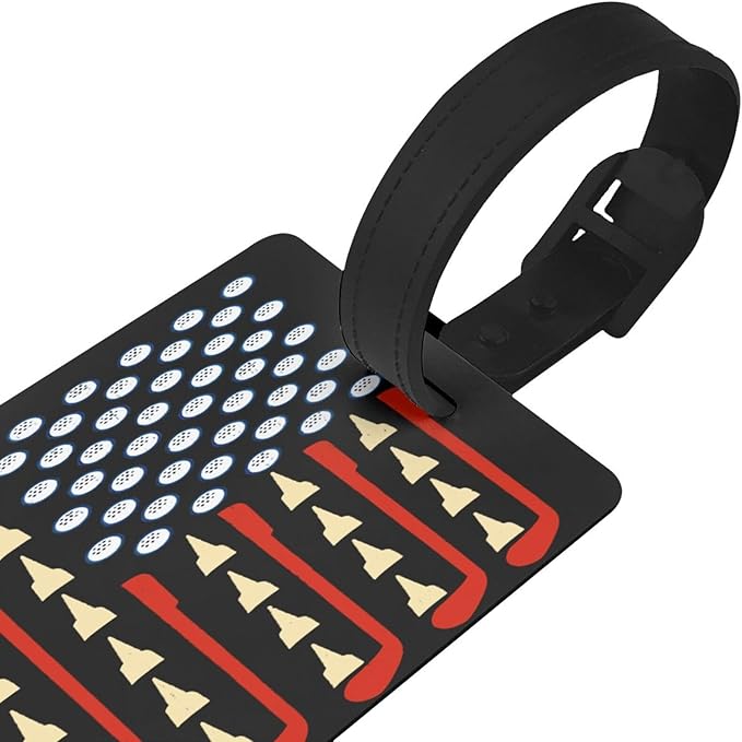 Golf American Flag Luggage Tag Suitcase Identify Labels Personalized Travel Bag Tag 2.5X4.1Inch