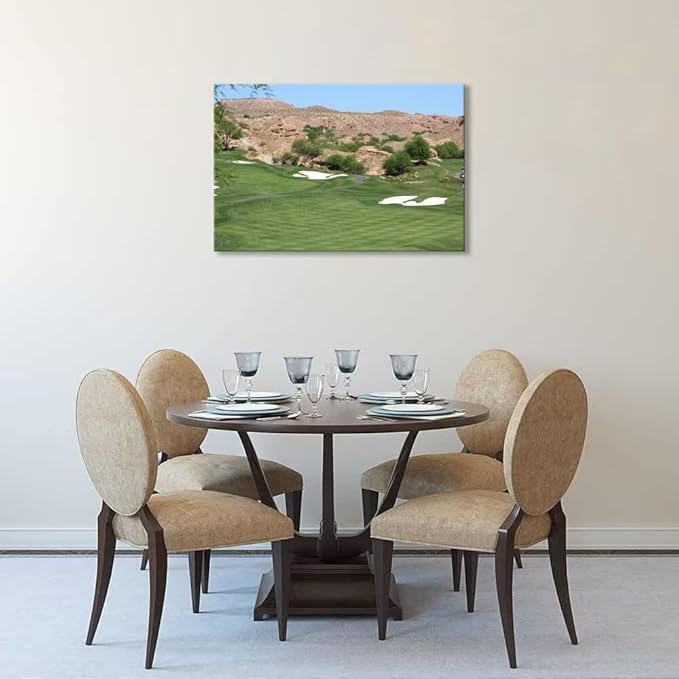 Canyons Golf Desert Wall Art for Living Room Bedroom Bathroom Hoem Decorations Golf Course Picture Poster Framed Artwork Canvas Prints Ready to Hang(12''H x 16''W)