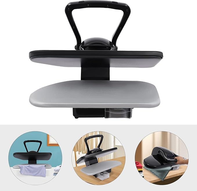 Intelligent Steam Press, 1600W Steam Iron Pressing Machine with Diamond Pattern Heating Plates Removable Water Tank and Overheating Protection Clear Touch Screen Digital Fabric Press for Bedroom Etc