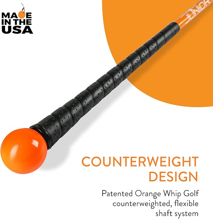 Orange Whip Golf Swing Trainer Aid Patented & Made in USA for Improved Rhythm, Flexibility, Balance, Tempo, and Strength *American Made*