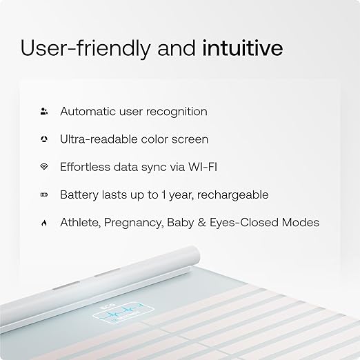 WITHINGS Body Scan - Smart Scale with Segmental Body Composition Analysis, Weighing Scales Body Weight & Vascular Age, Visceral Fat, Heart Rate, iOS/Android