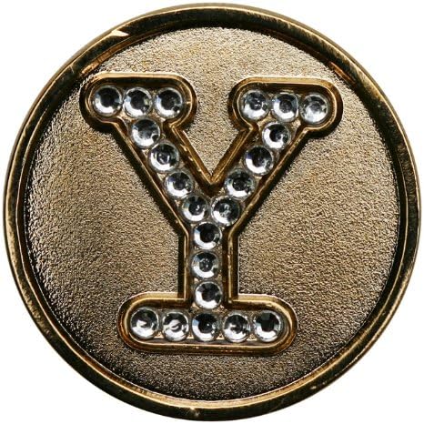 Monogram Initial Golf Ball Marker with Crystals and Matching Hat Clip
