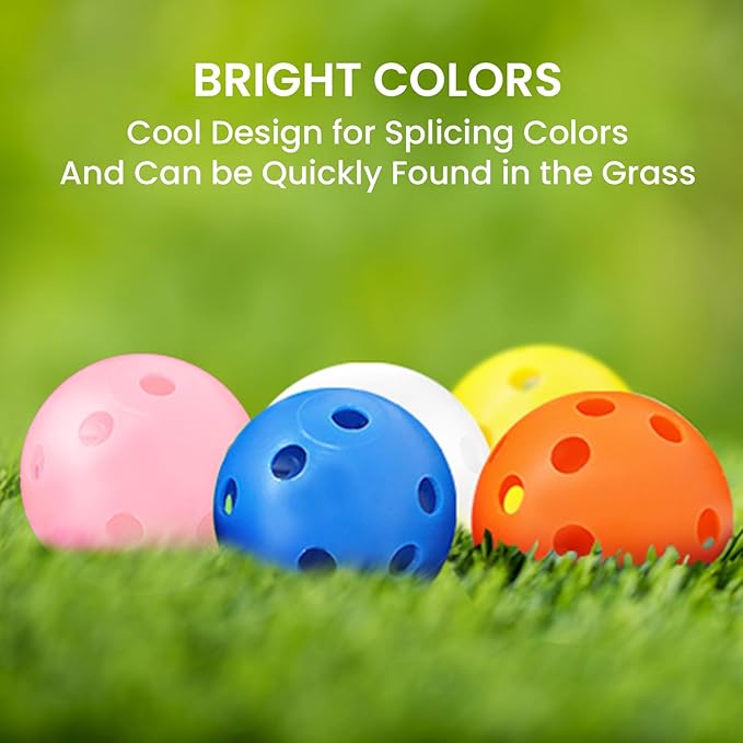 FINGER TEN Golf Practice Balls Plastic Colored Value 12/24/36/50 Pack, Limited Flight Sports Training Ball for Men Women, Indoor Outdoor Driving Range Backyard Use