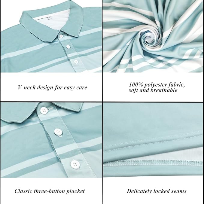 Men's Long Sleeve Golf Shirt Quick Dry 3 Button Work Fishing Outdoor Casual Collar Shirt